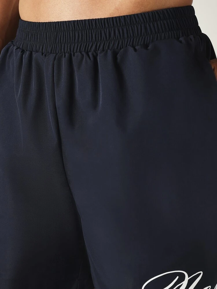 Pull-On Swim Shorts With New York Script Print, Elastic Waistband, Regular Fit, Perfect For Beach And Summer Vacation