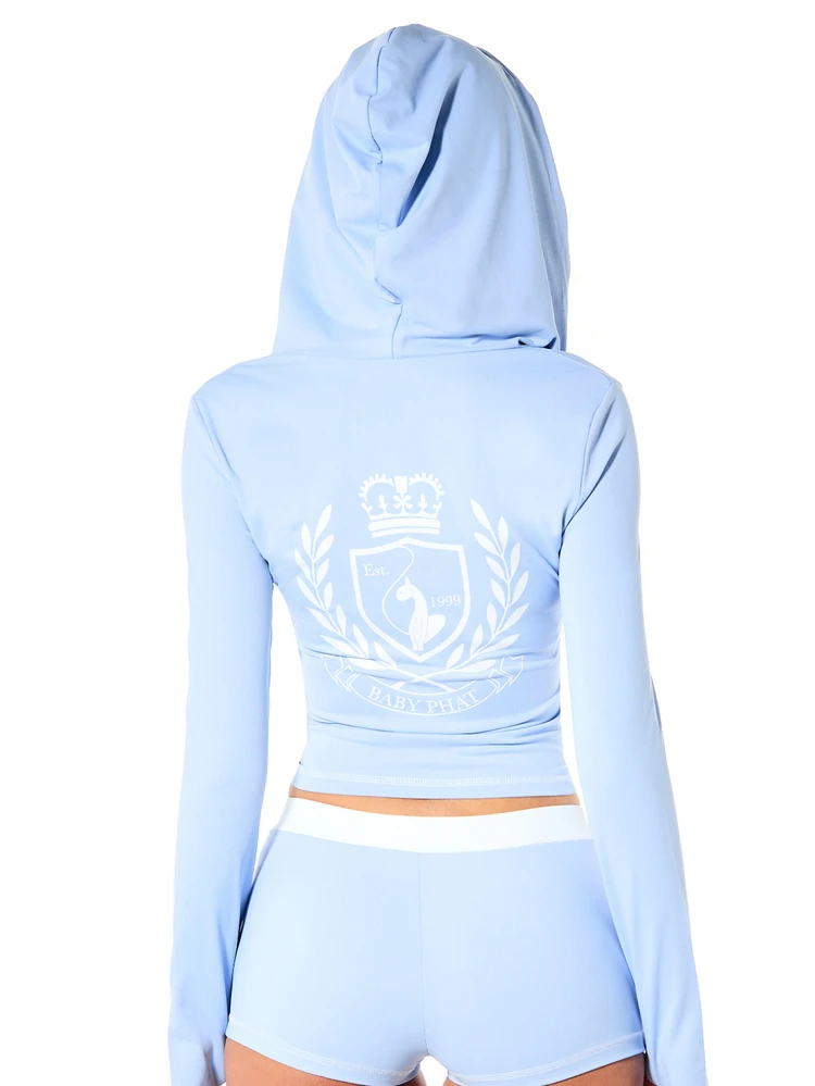 BABYPHAT Zip-Up Cropped Hoodie Top With Side Panel And Logo Print