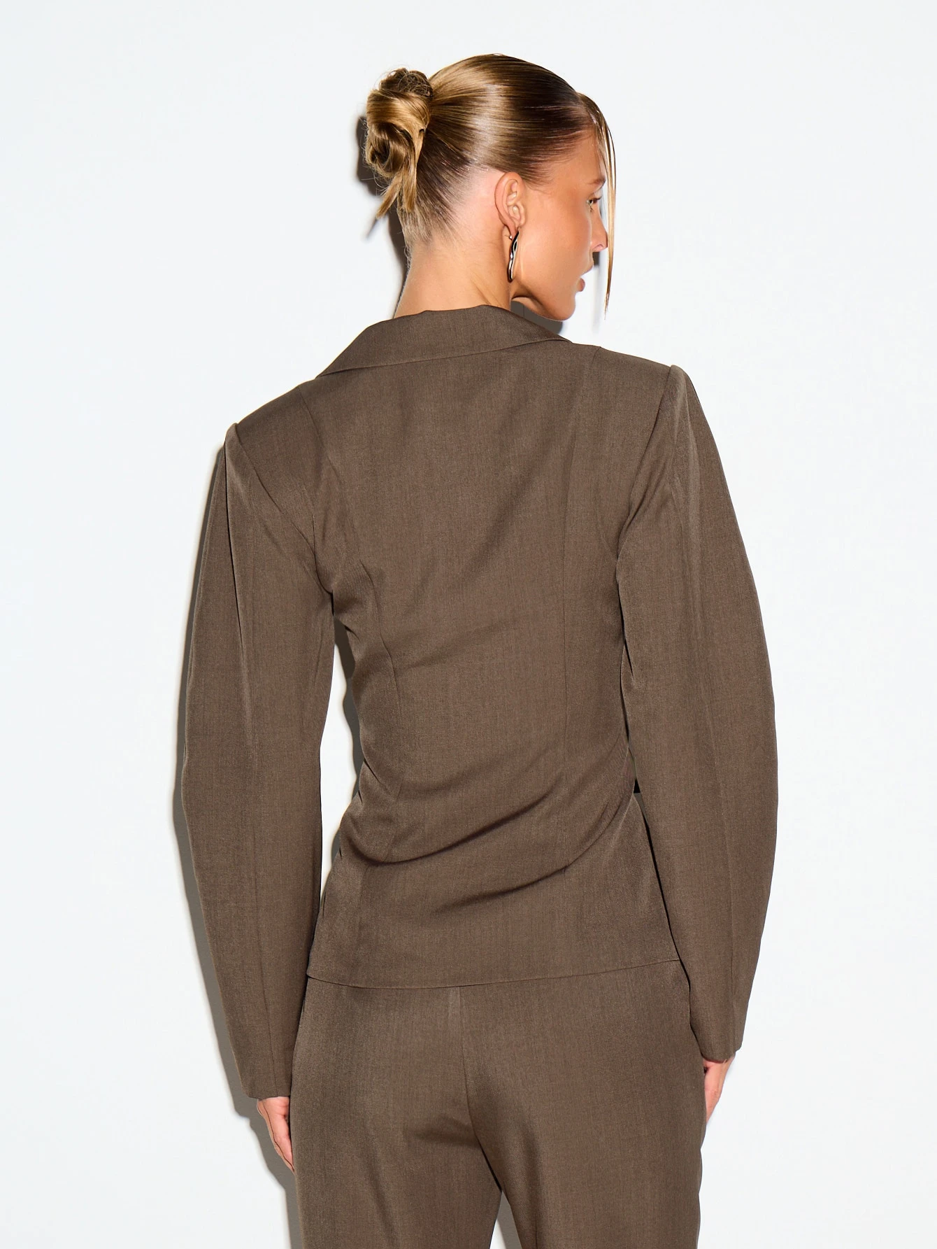 KIZN Tie Front Blazer With Cinched Waist Detail