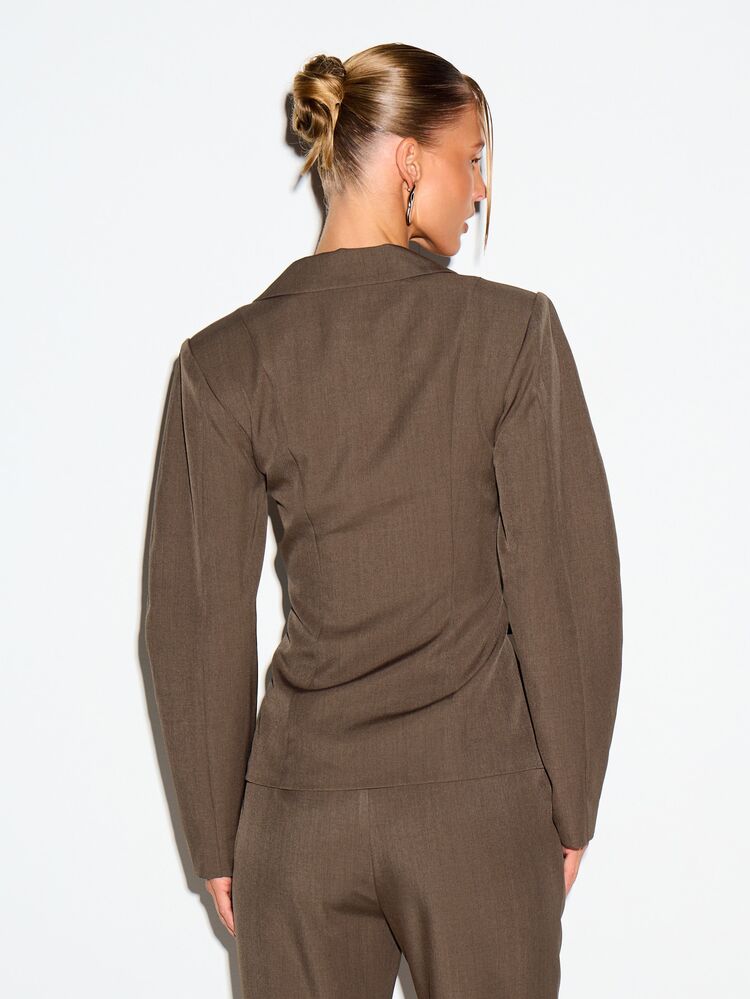 KIZN Tie Front Blazer With Cinched Waist Detail