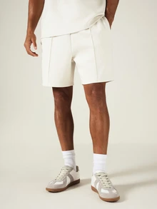 SUMWON Mens Interlock Crew Neck Short Sleeve T-Shirt And Shorts Co-Ord Set Summer Casual Two-Piece Outfit - Apricot - View 4