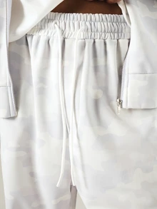 SUMWON 休闲扎染套装，全拉链连帽衫和阔腿运动裤，配套家居服套装 - 彩色 - 查看 7