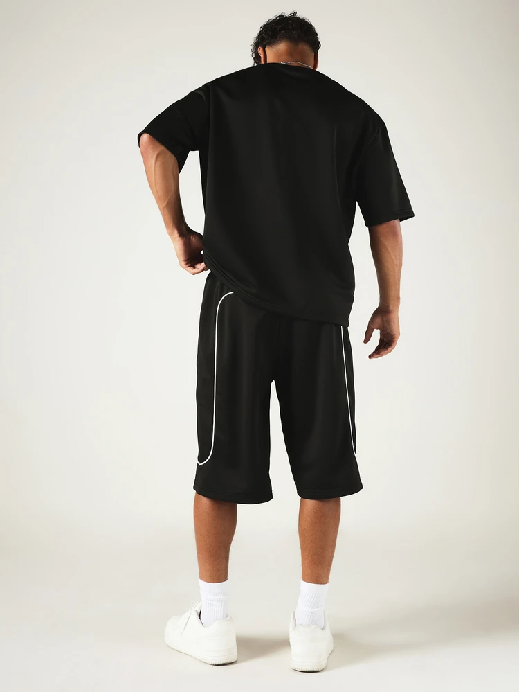 23 Number Print Oversized T-Shirt And Bermuda Shorts Co-Ord Set With Contrast Piping Detail
