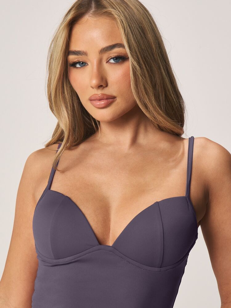 MISSGUIDED Sweetheart Neckline Corset Crop Camisole Top With Adjustable Straps And Built-In Bra Support