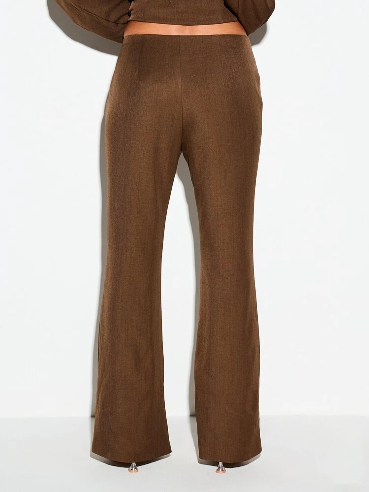 KIZN Tailored Flared Trousers With Side Split Hem