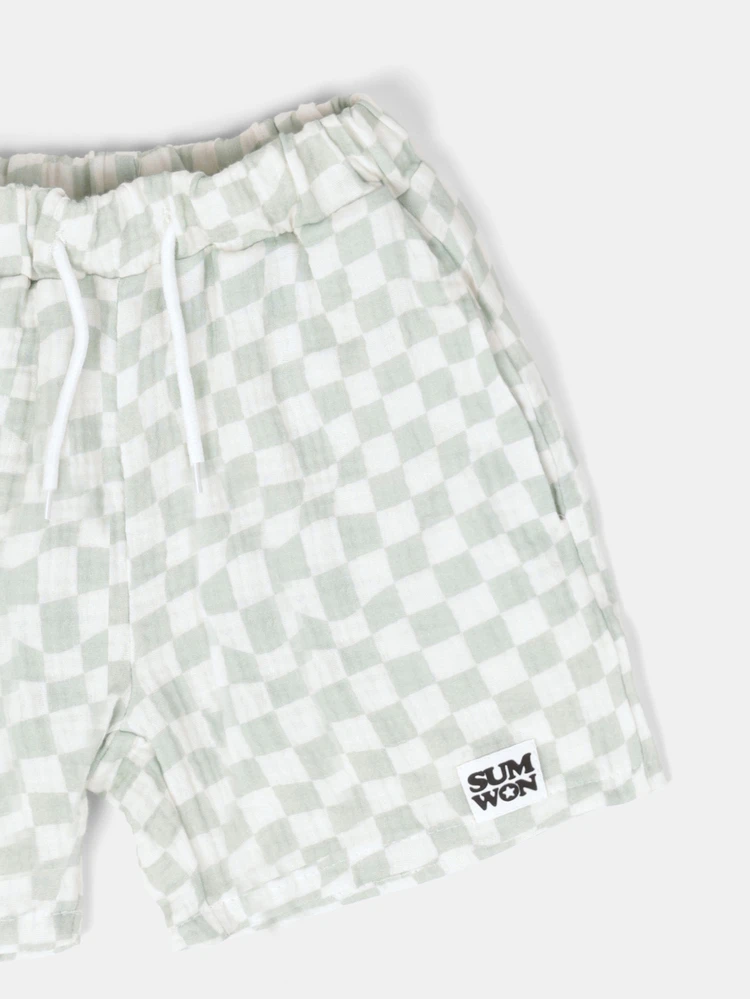 Boys Oversized Crew Neck T-Shirt And Checkered Drawstring Shorts Co-Ord Set Summer Casual Matching Outfit