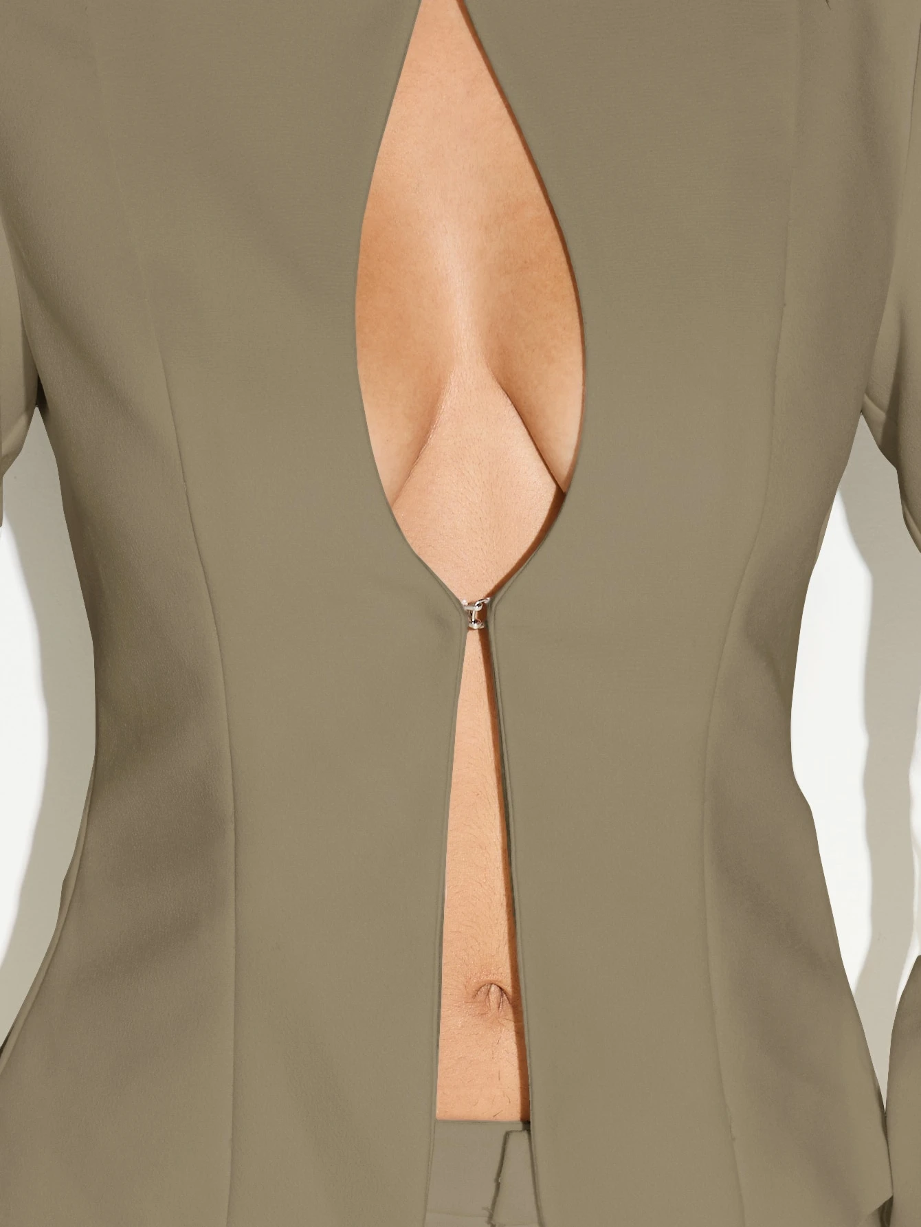 High Neck Blazer With Keyhole Cut-Out Front Detail