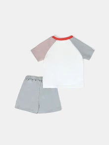 SUMWON Boys Cool Vibes Colour Block Raglan T-Shirt And Shorts Co-Ord Set Summer Holiday Casual Matching Outfit - Multicolor - View 2