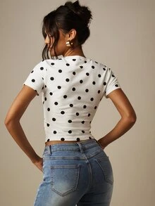 MISSGUIDED Áo thun nữ - Đen và trắng - Xem 2