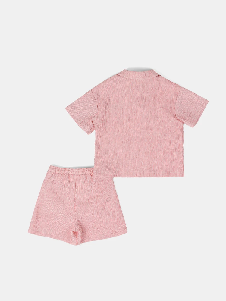 Studios Boys Striped Polo Co-Ord Set With Short Sleeve Top And Drawstring Shorts Summer Matching Outfit