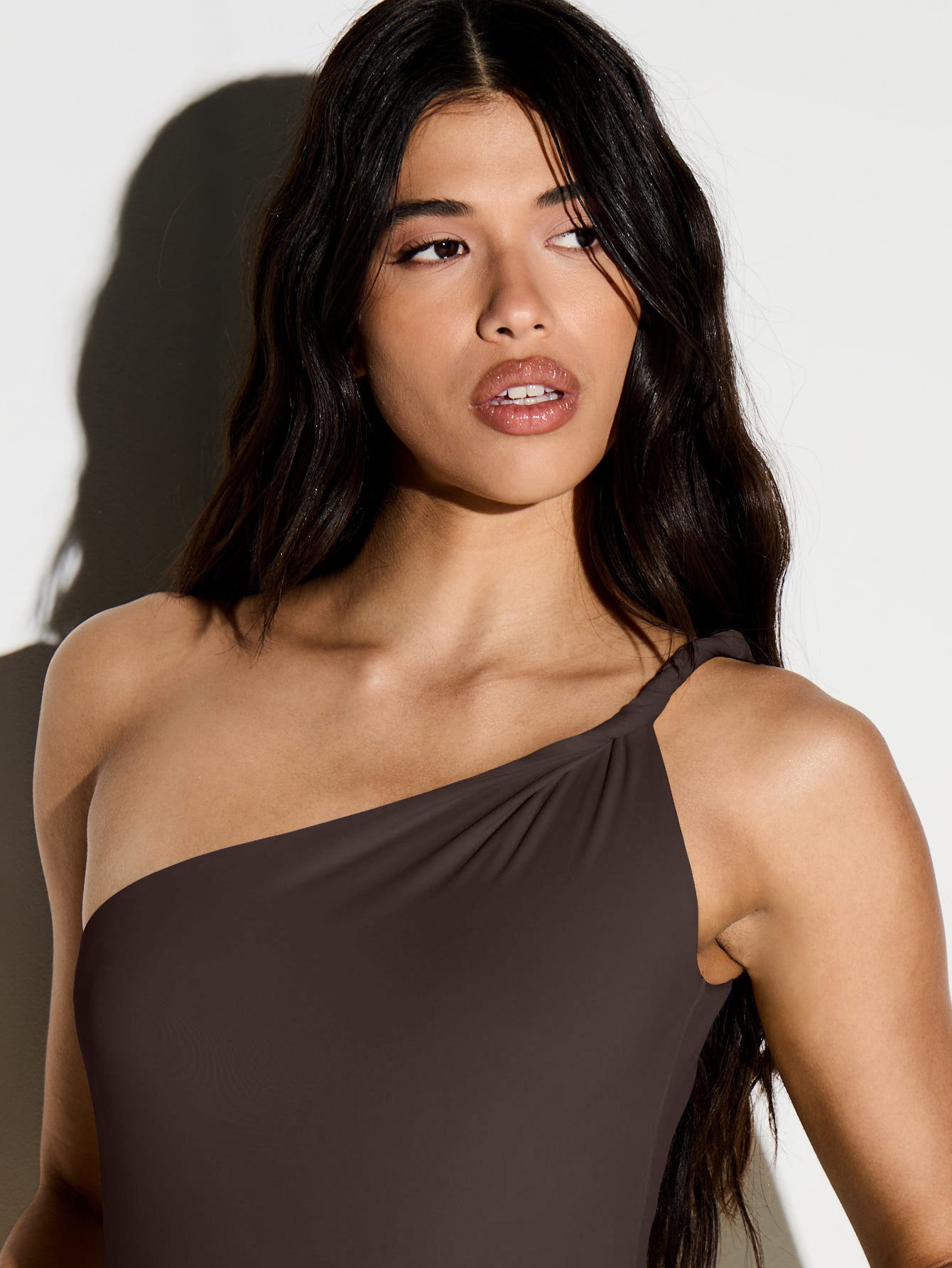 KIZN One Shoulder Maxi Dress With Gold Ring Detail