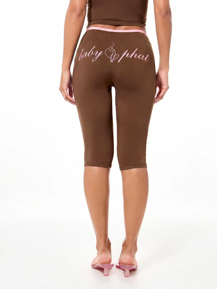BABYPHAT Jersey Capri Leggings With Pink Tie Waist Detail And Logo Print