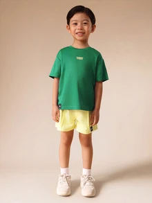 SUMWON Jungen Co-Ord T-Shirt und Shorts Set mit Farbverlauf Rückenlogo-Muster, Rundhalsausschnitt, Kurzarm, Sommer Casual Outfit - Grün - Übersicht 2