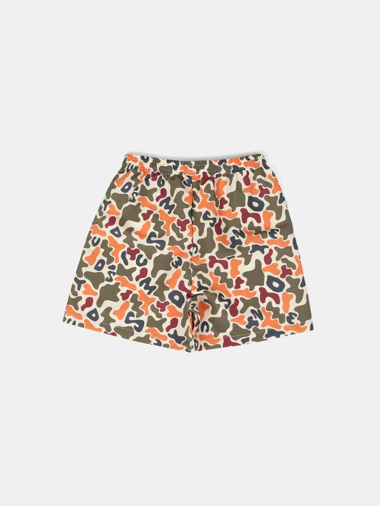 Boys Tween Camo AOP Swim Trunks With Drawstring Waist Summer Beach Holiday Shorts Multicolor Pattern