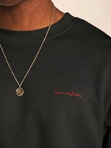 SUMWON Kaos Grafis Crop Fit Ukuran Besar dengan Cetakan "Out Of Office" di Belakang dan Logo Tulisan di Depan, Kaos Kasual Musim Panas - Hitam - View 6