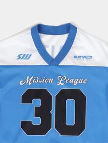 SUMWON Studios Mission League Number 30 Oversized V-Neck Short Sleeve Jersey T-Shirt For Boys - Multicolor - View 3