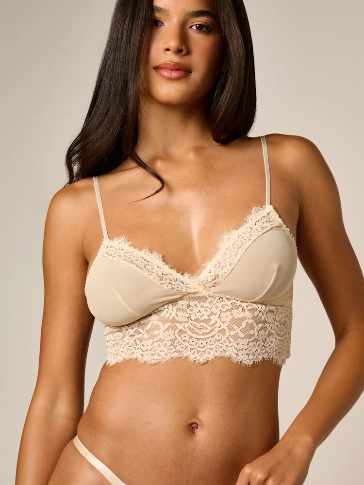 Lace Bralette With Floral Lace Band