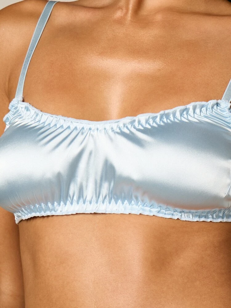 AiiRZ Ruched Satin Bralette With Scoop Neckline And Adjustable