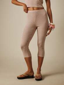 MISSGUIDED Striped Cami Crop Top And Capri Leggings Co-Ord Set Summer Two-Piece Matching Outfit - Multicolor - View 4