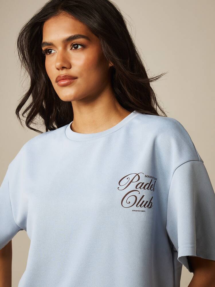 MISSGUIDED Cropped Boxy Tee With Padel Club Print