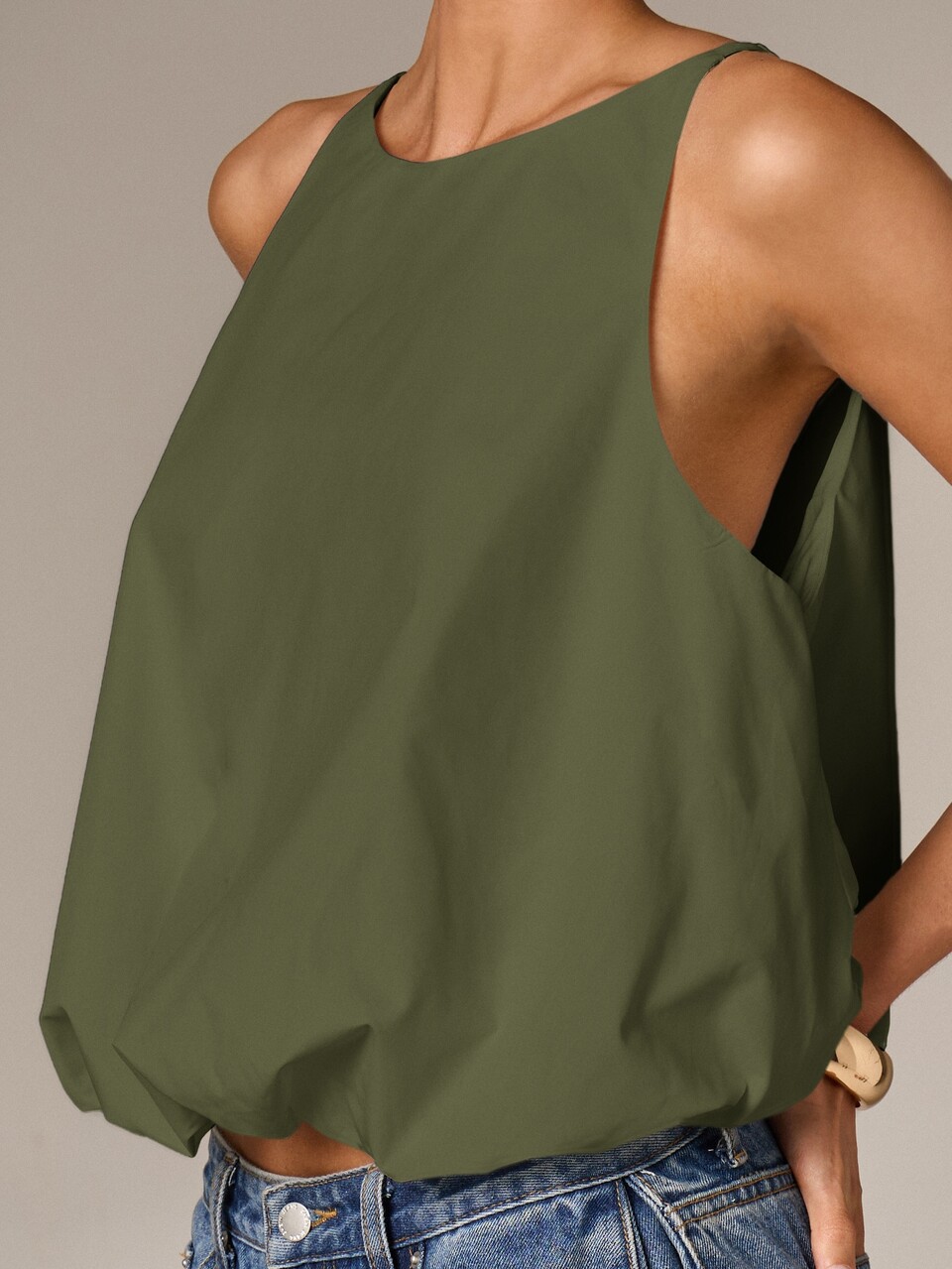AiiRZ Poplin Sleeveless Top With Balloon Hem