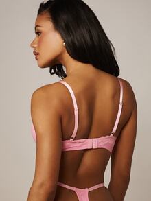 MISSGUIDED Lace Trim Thong Underwear With Floral Lace Detail And Thin Side Straps For Everyday Intimate Wear - Pink - View 3
