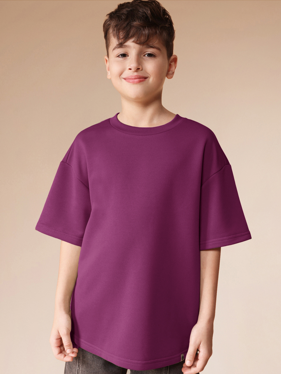 Tween Boys Oversized Short Sleeve Crew Neck T-Shirt With Scripted Logo Embroidery On Back Casual Everyday Top