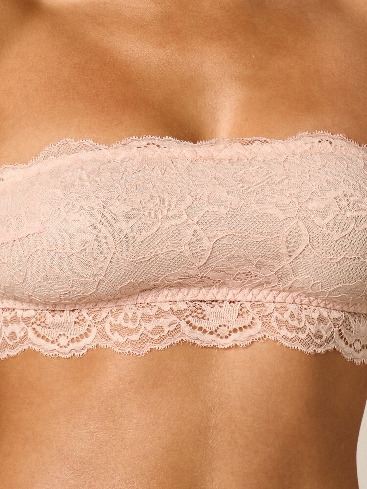 Strapless Lace Bandeau Bralette With Scalloped Trim
