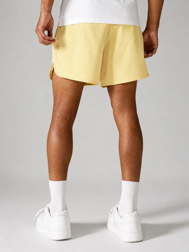 Regular Fit Curved Hem Swim Shorts With Elastic Waistband Summer Beach Holiday Casual Swimwear