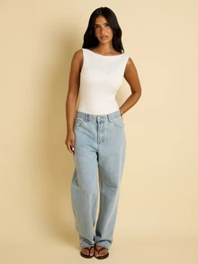 FASHION SZN BODYSUIT CỔ XÉC 2 LỚP VẢI SLINKY - trắng - Xem 3