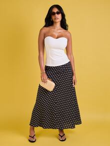FASHION SZN Women's White Strapless Corset Style Bandeau Top Summer Casual Solid Color Tube Top Elegant Chic Stylish Classy Summer Holiday Vacation Wear With Jeans Cute Hen Do Party Bachelorette Casual Minimalist Minimal 90'S Style - White - View 2