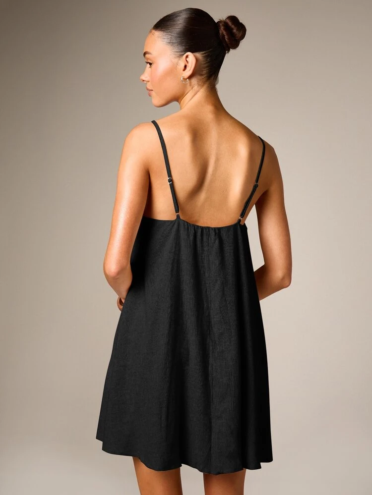 A-Line Mini Dress With V-Neck And Spaghetti Straps