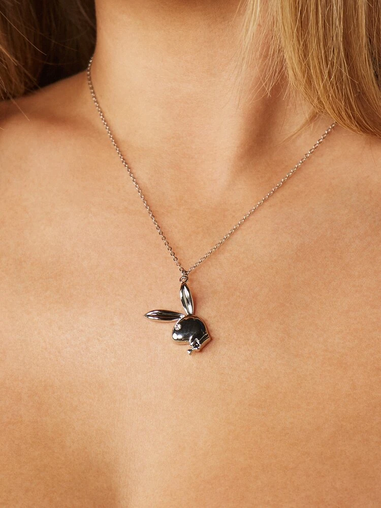 Missguided x Playboy Bunny Pendant Necklace Iconic Logo Charm Cable Chain Statement Jewelry Gift