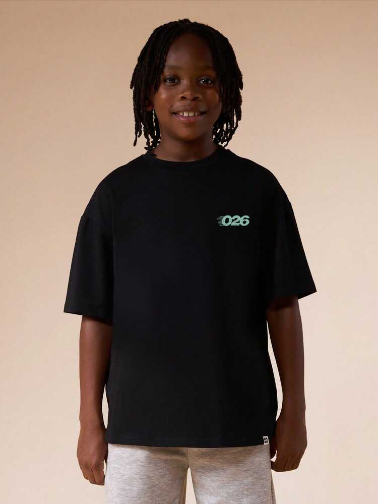 Tween Boys Oversized Crew Neck Short Sleeve Graphic Back Print T-Shirt With 026 World League Next Gen Player Design