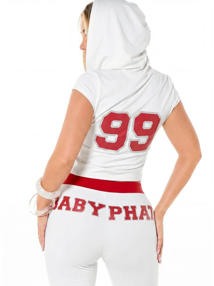 BABYPHAT Sudadera con capucha corta con cremallera, paneles laterales de bloques de color y gráfico de número universitario, estilo deportivo chic para el día del juego de fútbol de la Copa del Mundo 2026, ropa urbana