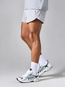 SUMWON Men High Slit Curve Running Shorts With Split Hem Lightweight Athletic Training Summer Sport Shorts - Grey - View 1