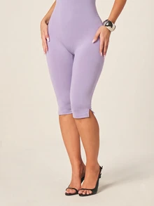 MISSGUIDED Mono Capri Bandeau sin Tirantes Ajustado al Body de Una Pieza con Abertura Lateral en el Bajo, Unitardo para Fiesta de Verano - Morado - Ver 3