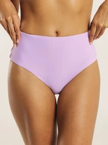 KSTM High Waist Bikini Bottom Full Coverage Smooth Swimwear Summer Beach Vacation Holiday Pool Party Cheeky Cut - Purple - View 2