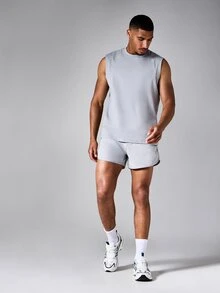 SUMWON Men High Slit Curve Running Shorts With Split Hem Lightweight Athletic Training Summer Sport Shorts - Grey - View 3