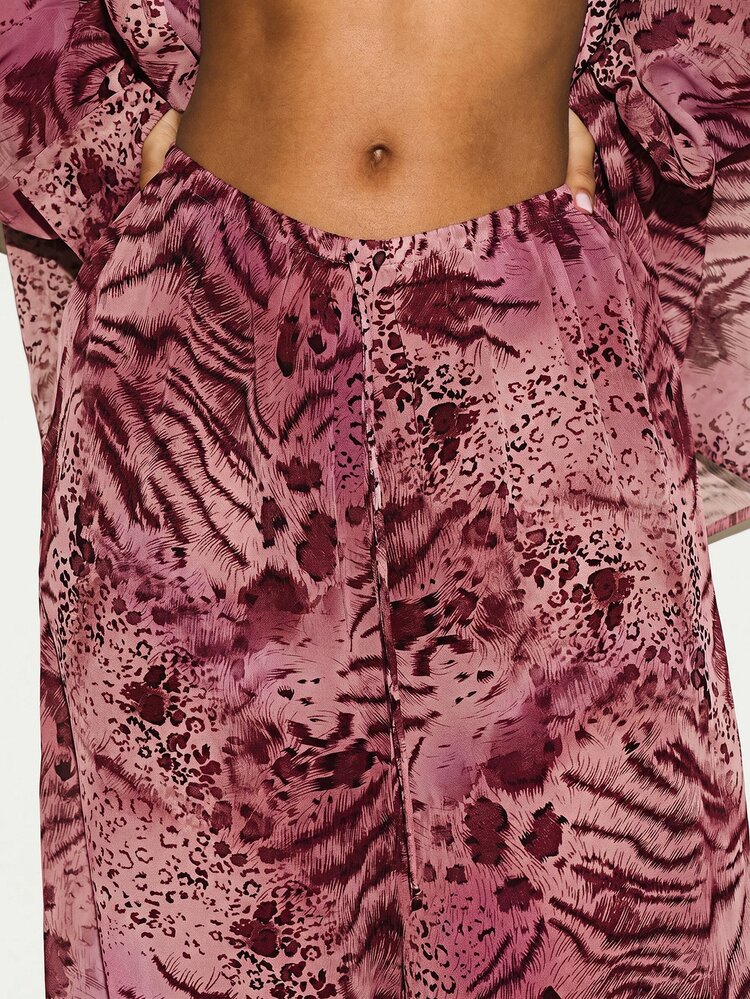MIXED ANIMAL PRINT WIDE LEG TROUSER
