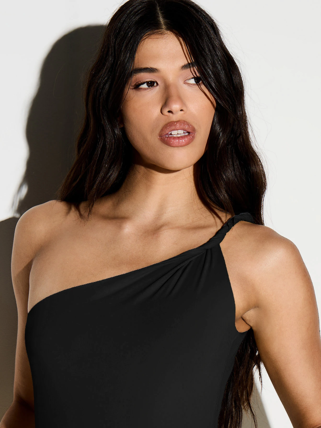 One Shoulder Maxi Dress With Gold Buckle Trim