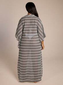 FASHION SZN 大尺碼女款鉤編細針織長版沙灘罩衫 罩衫長袍 波西米亞風 Ibiza 節慶穿搭鄉村音樂節泳裝 泳衣 沙灘俱樂部優雅派對寬鬆版型 - 黑與白 - 查看 2