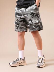 SUMWON Tween Boys Camo Cargo Shorts With Drawstring Waist And Flap Pockets Summer Casual Camouflage - Beige - View 4