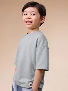 SUMWON 男童寬鬆版型短袖T恤，背後印有洛杉磯圖案，圓領設計，適合日常休閒穿著 - 藍色 - 查看 2