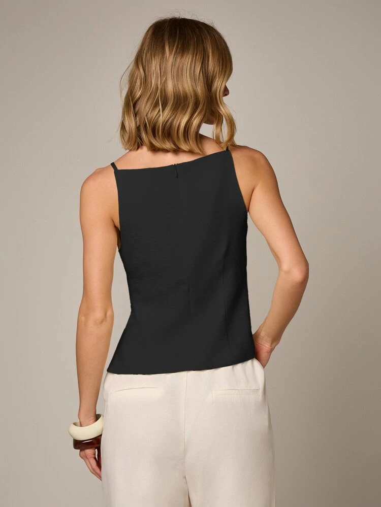 Sleeveless Cami Top With Asymmetric Hem