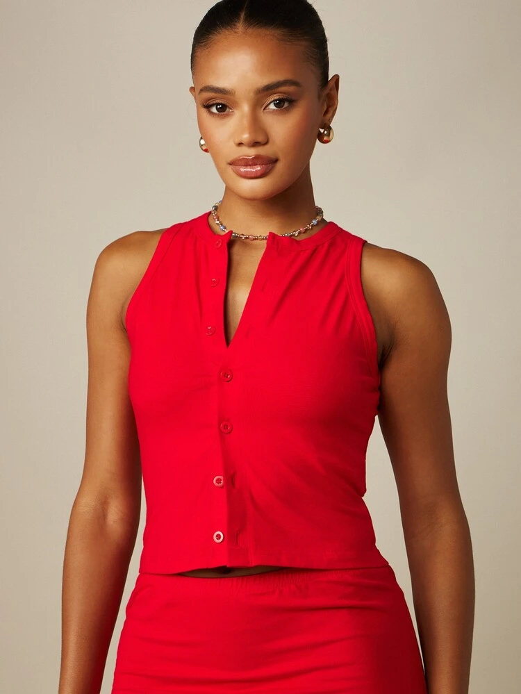 MISSGUIDED Button-Front Crop Top And Maxi Skirt Co-Ord Set