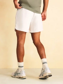 SUMWON Regular Fit Curved Hem Swim Short With Embroidered Logo Drawstring Waist Summer Beach Holiday Short - Beige - View 2