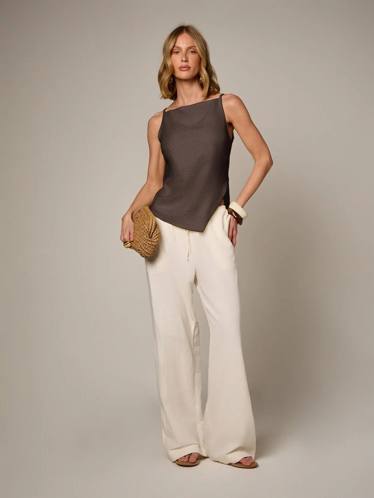 Square Neck Cami Top With Asymmetric Hem