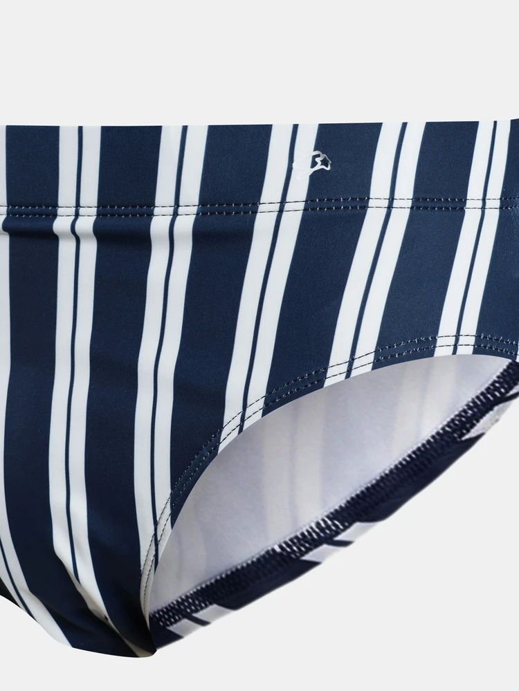 Cueca de Banho com Listras Verticais para Praia, Piscina, Férias de Verão, Estilo Náutico Clássico