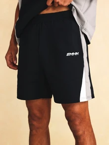 SUMWON Color Block Athletic Shorts With Side Panel Detail And Logo Print For Summer Training - Multicolor - View 6